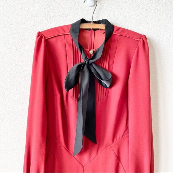 NWOT Coach Bow Neck Dress in Red Size 2 Victorian - Picture 6 of 12